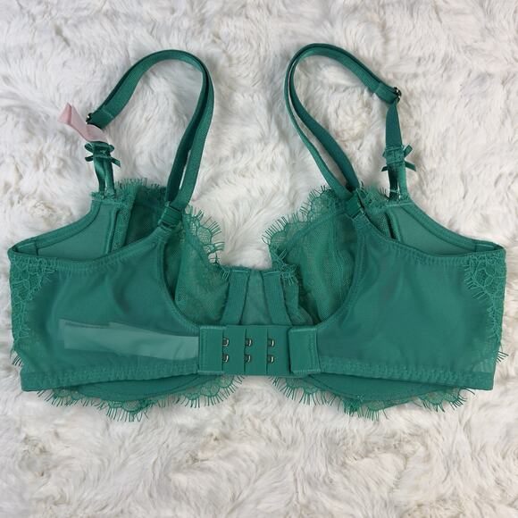Victoria’s Secret Dream Angels Unlined Uplift Sling Lace Bra Emerald Green 32D - Picture 2 of 6